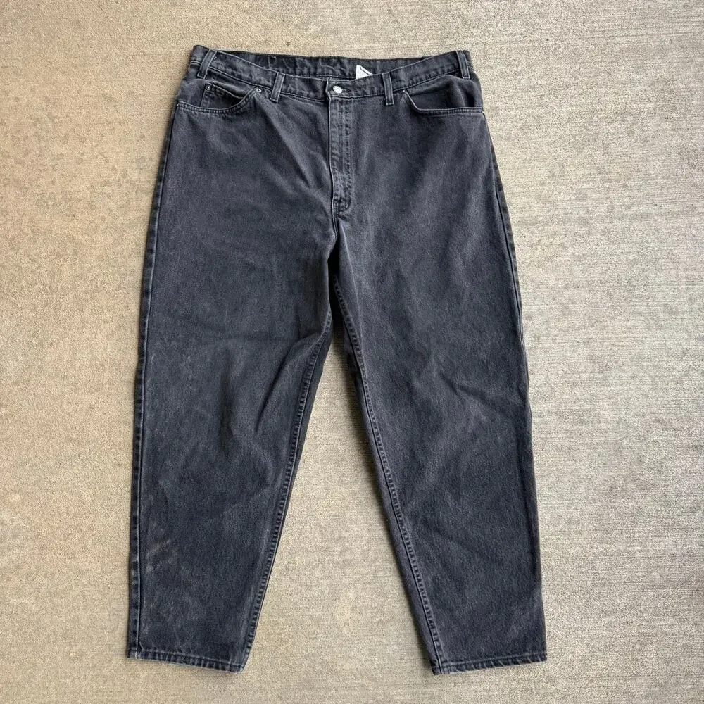 Vintage 90s Levi's 560 Black Jeans 40x30 Orange Tab Loose Fit Tapered Leg